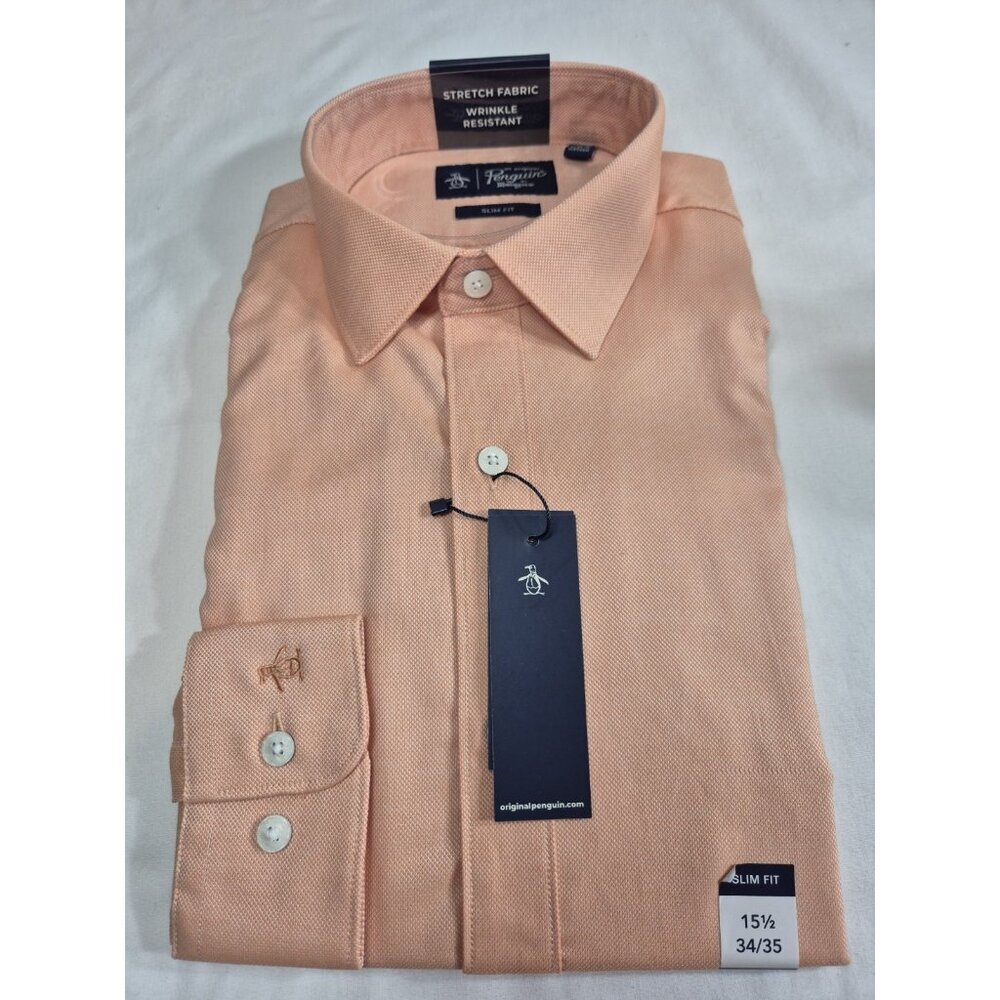 Original Penguin Men's Dress Shirt Size 15.5 34/35 Coral Stretch (35)